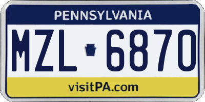 PA license plate MZL6870