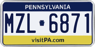 PA license plate MZL6871