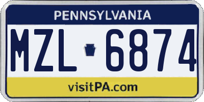 PA license plate MZL6874