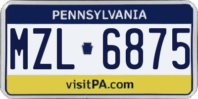 PA license plate MZL6875
