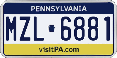 PA license plate MZL6881