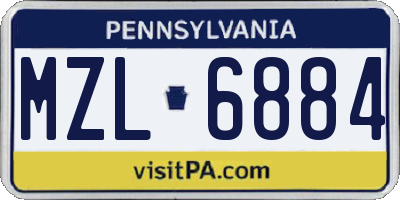 PA license plate MZL6884