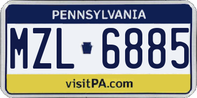 PA license plate MZL6885
