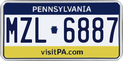 PA license plate MZL6887