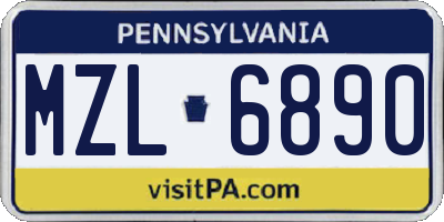 PA license plate MZL6890