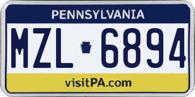 PA license plate MZL6894