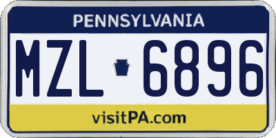 PA license plate MZL6896
