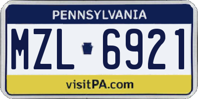 PA license plate MZL6921