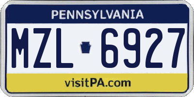 PA license plate MZL6927