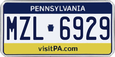 PA license plate MZL6929
