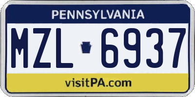 PA license plate MZL6937
