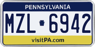 PA license plate MZL6942