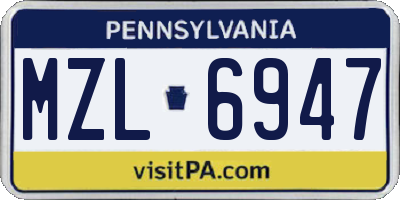 PA license plate MZL6947