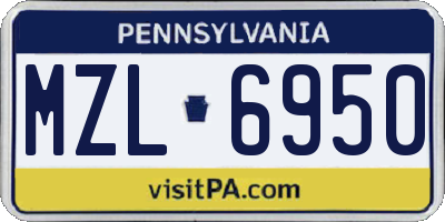 PA license plate MZL6950