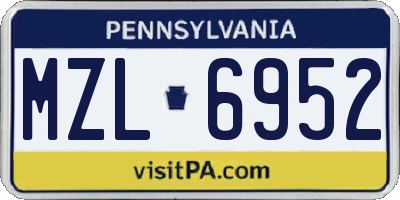 PA license plate MZL6952