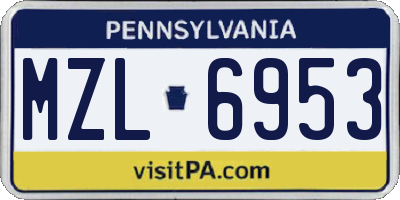 PA license plate MZL6953