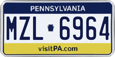 PA license plate MZL6964