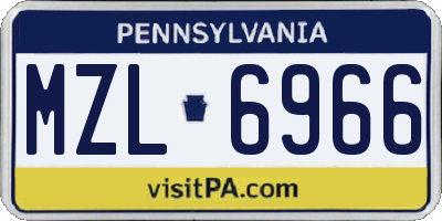 PA license plate MZL6966