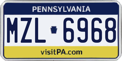 PA license plate MZL6968