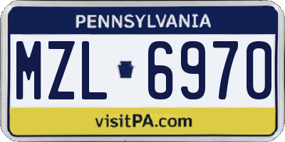 PA license plate MZL6970