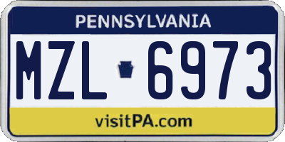PA license plate MZL6973