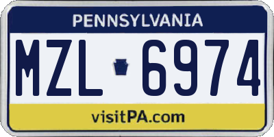 PA license plate MZL6974