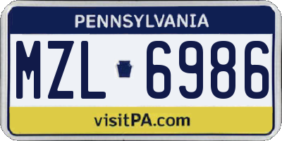 PA license plate MZL6986
