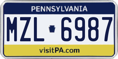 PA license plate MZL6987