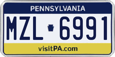 PA license plate MZL6991