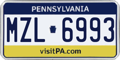PA license plate MZL6993