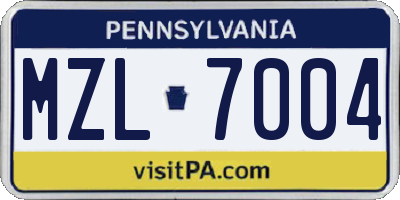 PA license plate MZL7004