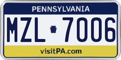 PA license plate MZL7006