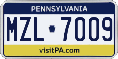 PA license plate MZL7009