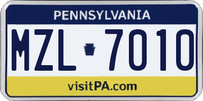 PA license plate MZL7010