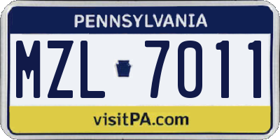 PA license plate MZL7011