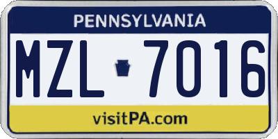 PA license plate MZL7016