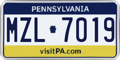 PA license plate MZL7019