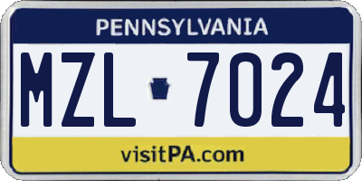PA license plate MZL7024