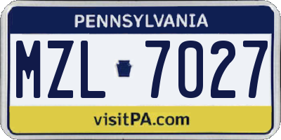 PA license plate MZL7027