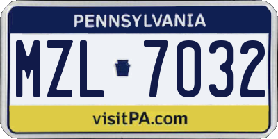 PA license plate MZL7032