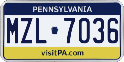 PA license plate MZL7036