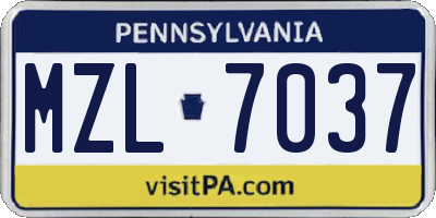 PA license plate MZL7037