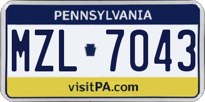 PA license plate MZL7043