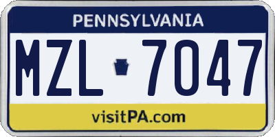 PA license plate MZL7047