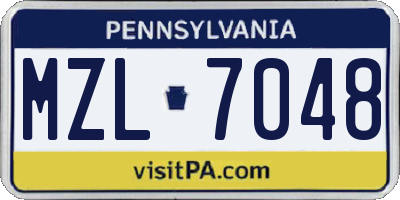 PA license plate MZL7048