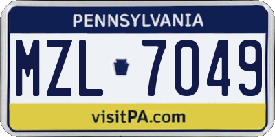 PA license plate MZL7049