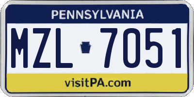 PA license plate MZL7051
