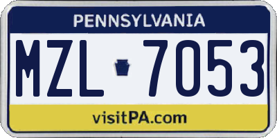 PA license plate MZL7053