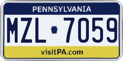 PA license plate MZL7059