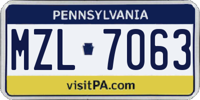 PA license plate MZL7063